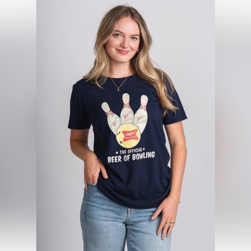 Miller High Life bowling pin t-shirt navy NWOT